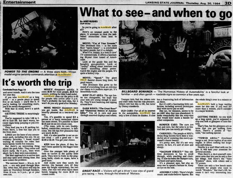 AutoWorld (Six Flags AutoWorld) - 1984 Review From Lansing State Journal (newer photo)
